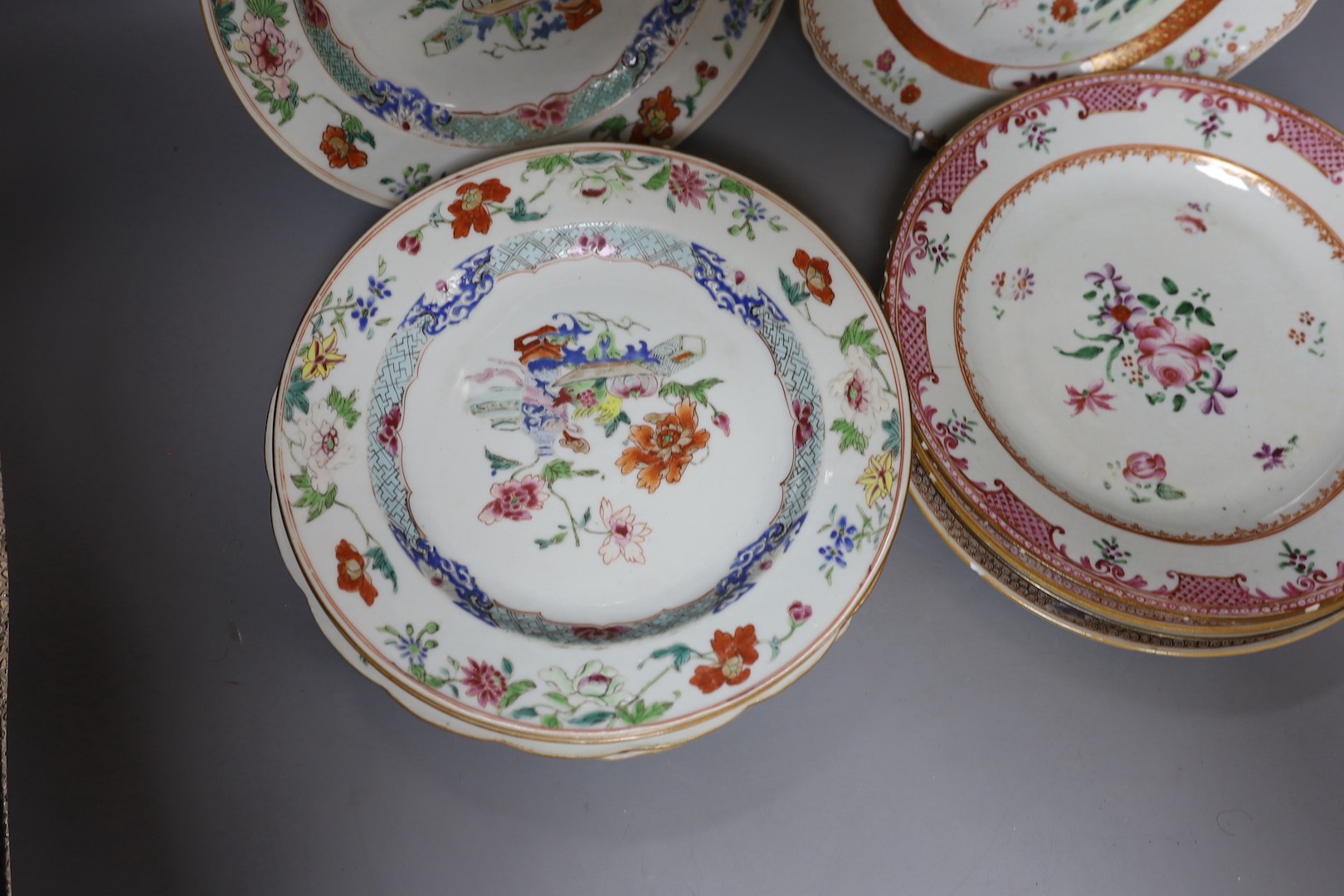 Ten various Chinese Export porcelain plates, 18th century and later